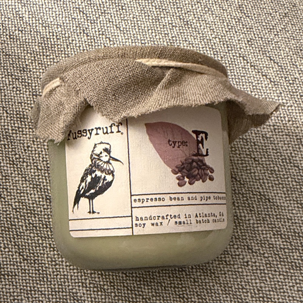 Fussyruff Espresso Bean and Pipe Tobacco Soy Candle - made in Atlanta